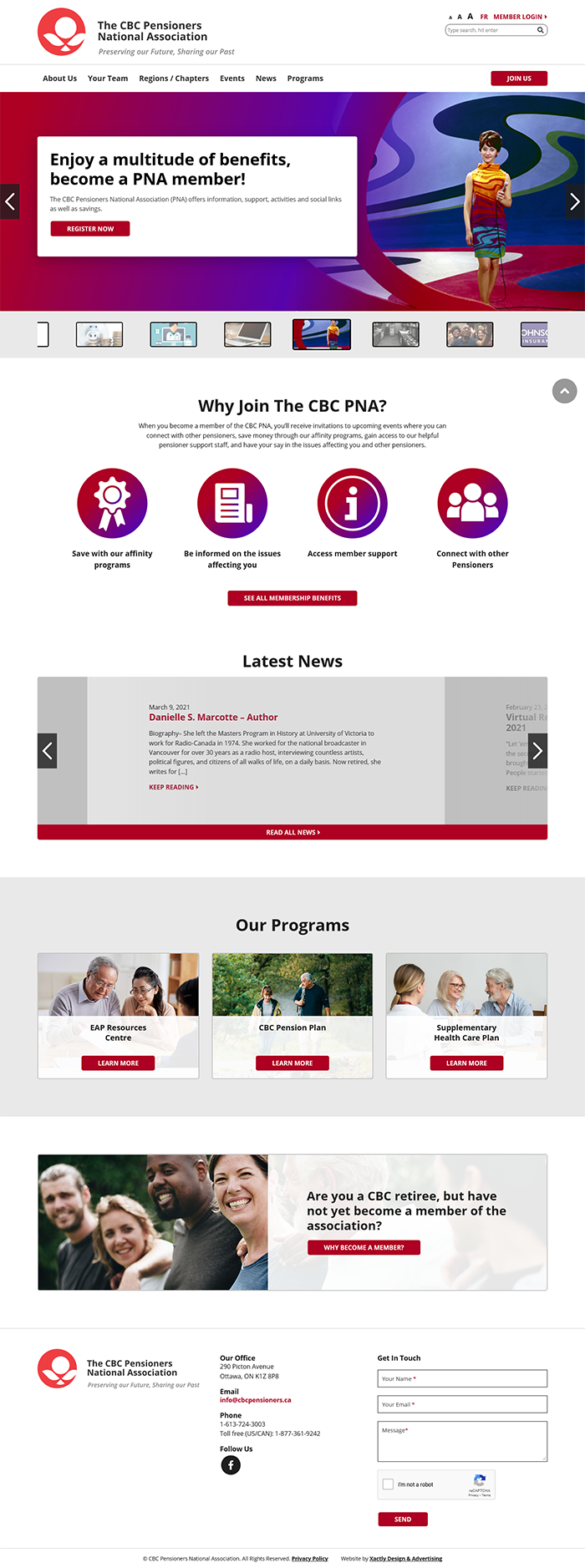 CBC Pensioners, Homepage