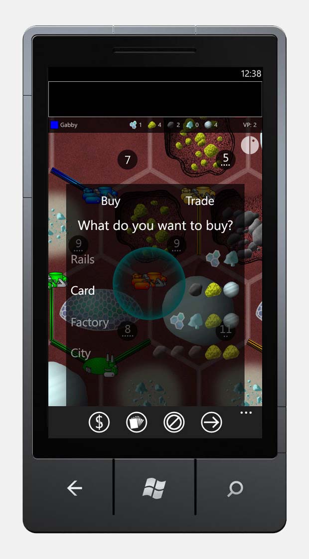 Buy resources menu.