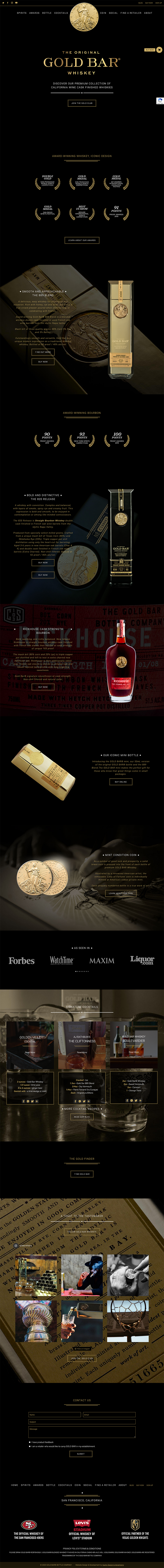 Gold Bar Whiskey, Homepage