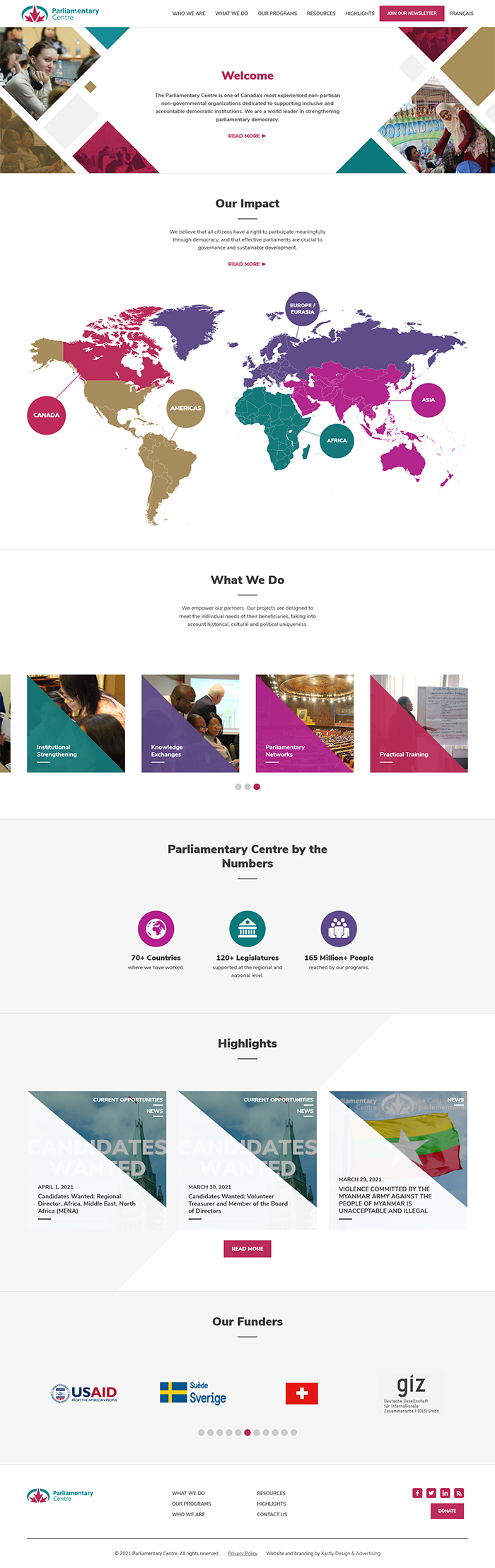 Parliamentary Centre, Homepage