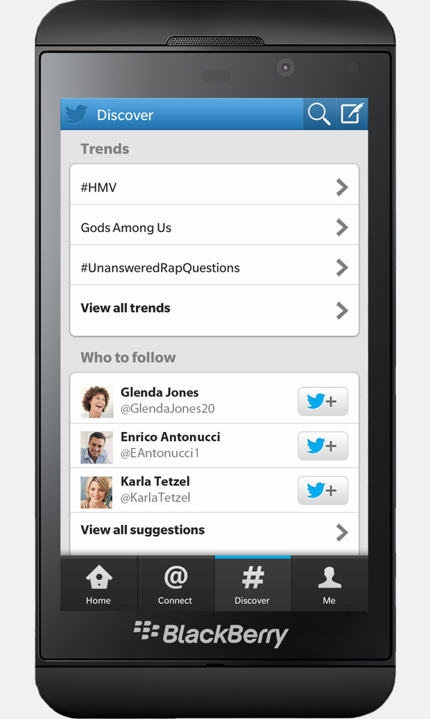 Discover screen.